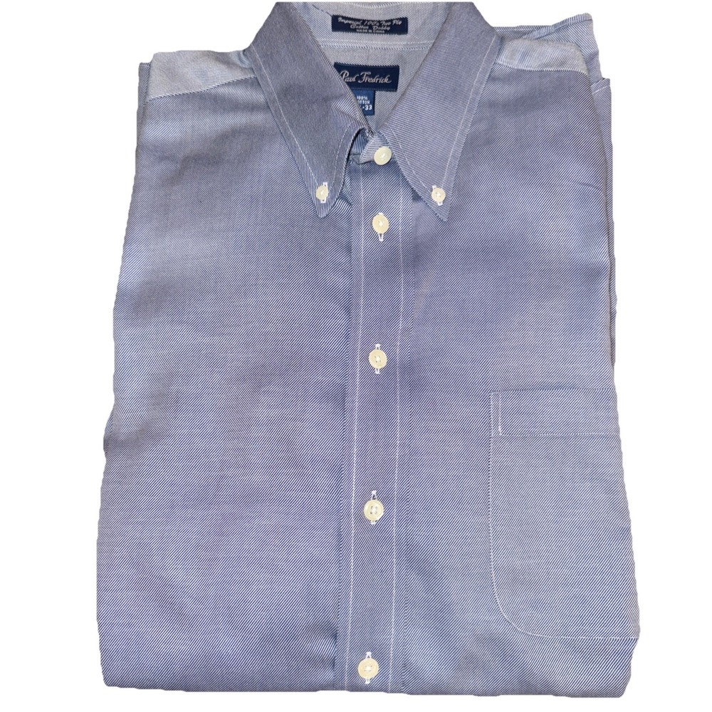 Paul Frederick dress shirt cotton Men's 16 1/2 33 Blue‎ Micro Stripe Dry Cleaned